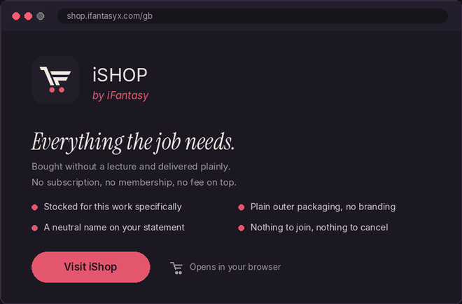 iShop app screen